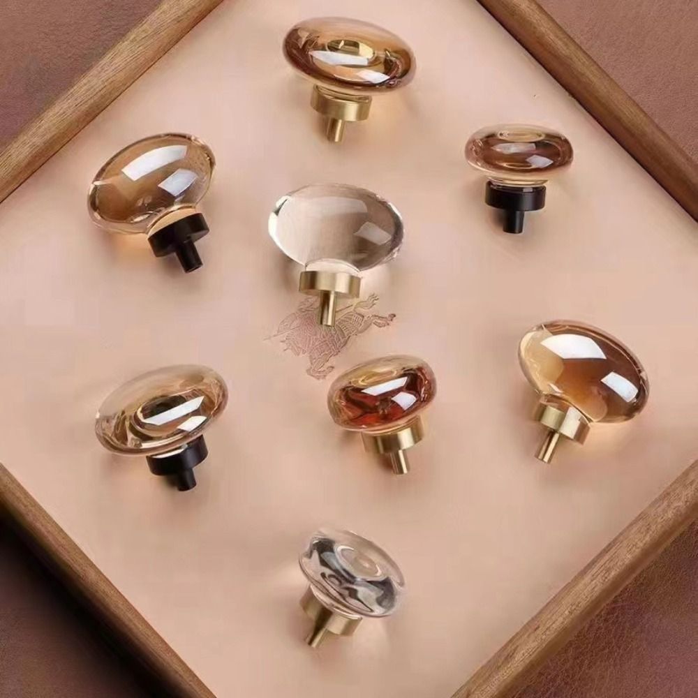 Furniture Hardware Design - Kristal Cam Mobilya Kolu Şampanya/Şeffaf Tek