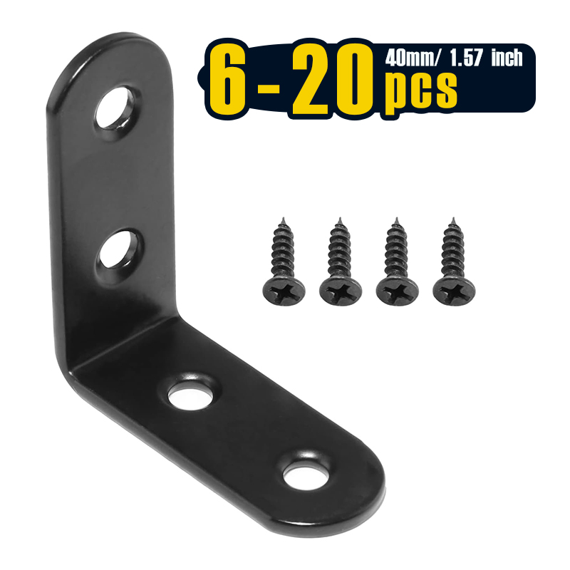 Corner Bracket Angle - 6-20 Adet Siyah Köşe Desteği L