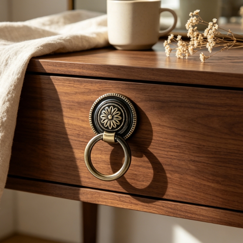 Furniture Hardware With Backplate - 6 Paket Antik Bronz Damla Çekme